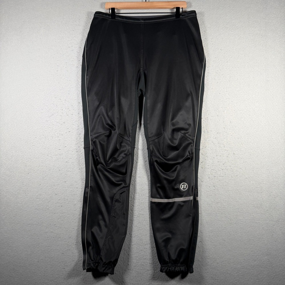 Vintage Novara Mens Cycling Pants Black Reflective Ankle‎ Zip Bike Tights Large